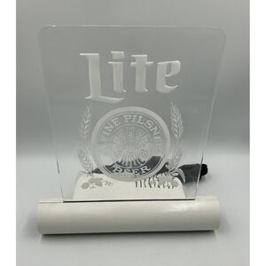 VTG 1980 MILLER LITE Acrylic Light Up Bar Sign Everbrite 11"x12x5 Tested & Works
